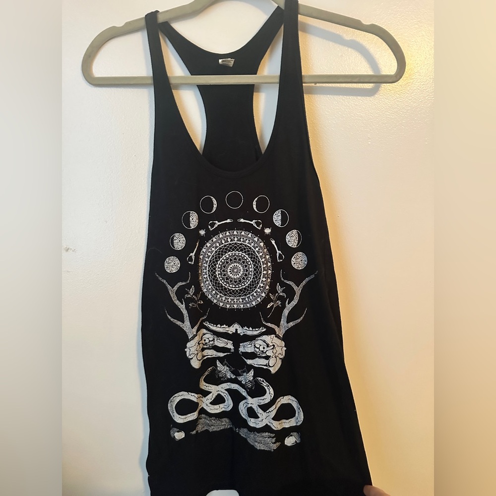 Black jackalope skull / snake / bee / moon phases dress